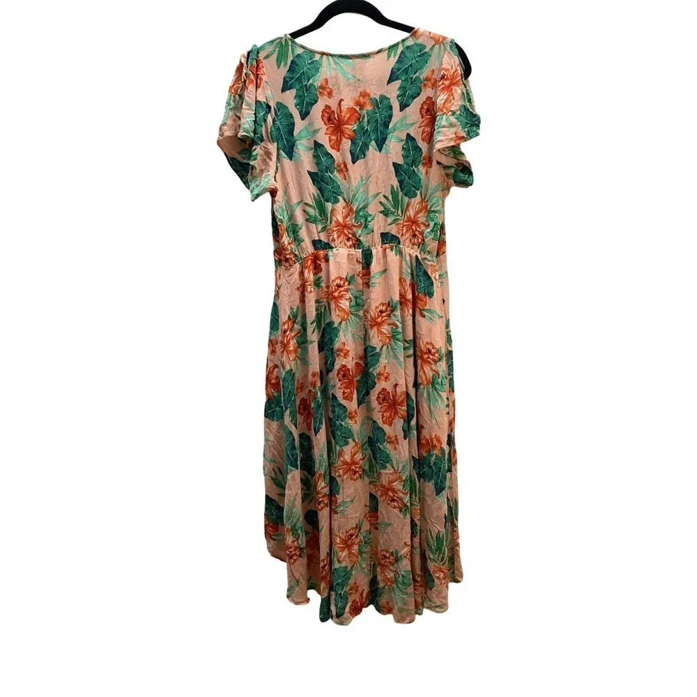 Forever 21 Size 0X Coral and Teal Knit Hi Low Dress. Preloved